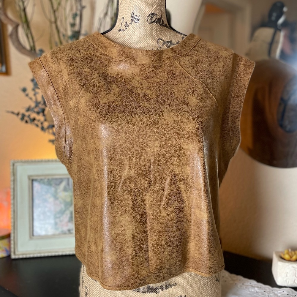 Faux leather top